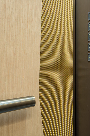 Open elevator cab door at Extron in Anaheim, California