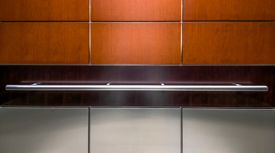 Open elevator cab door at Extron in Anaheim, California