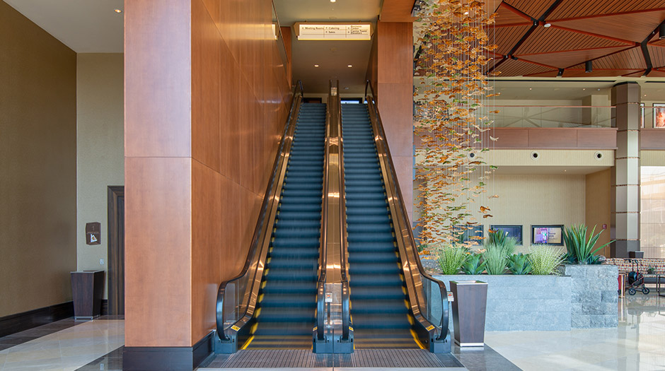 Open elevator cab door at Extron in Anaheim, California