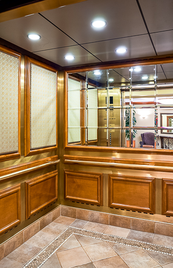 Open elevator cab door at Extron in Anaheim, California