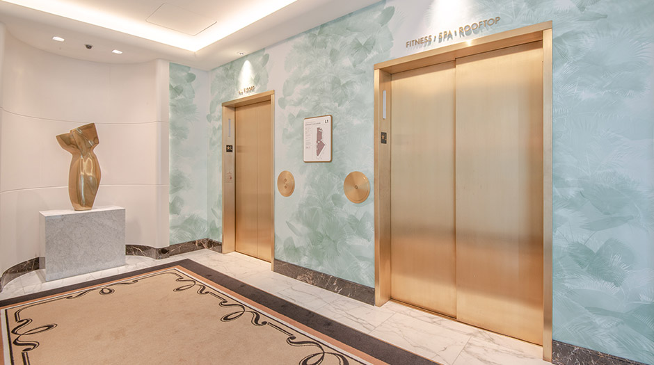 Thumbnail image of open elevator cab door at Waldorf Astoria  in Beverly Hills, California