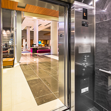 Thumbnail image of open elevator cab door at L.A. Live  in Los Angeles, California
