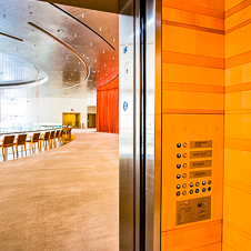 Thumbnail image of open elevator cab door at Renee &amp; Henry Segerstrom Concert Hall  in Costa Mesa, California