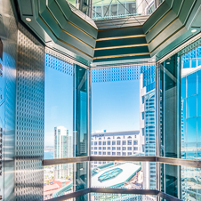 Thumbnail image of open elevator cab door at Emerald Plaza and Westin Hotel  in San Diego, California
