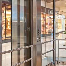 Thumbnail image of open elevator cab door at South Coast Plaza  in Costa Mesa, California